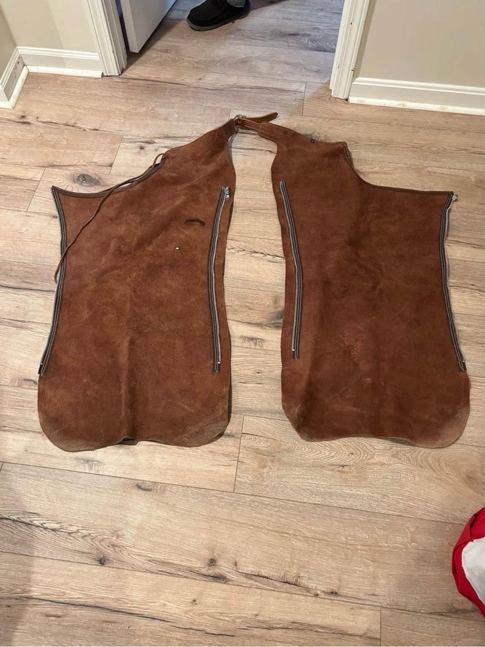 Brown Suede Leather Chaps with Side Zippers
